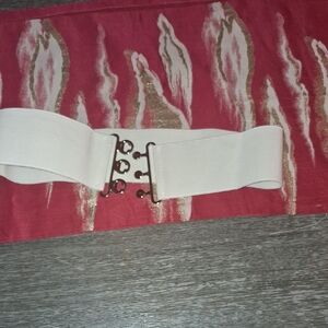 Live a Little White Belt with Gold Buckle